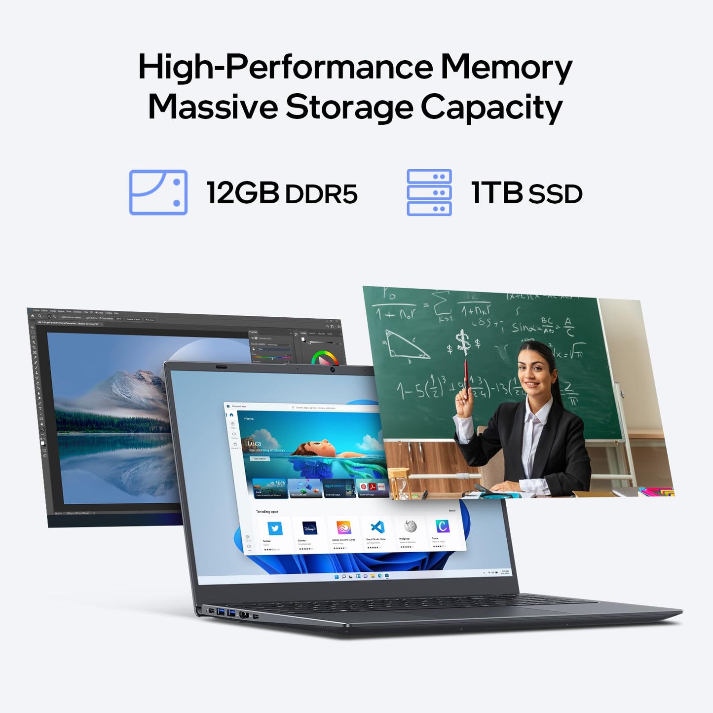 Windows 11 Laptop Computer, 12GB DDR5/1TB SSD, N95 Quad-Core, MS Office 2024, 15.6 inch 1920x1080 FHD Display, Dual Band WiFi, BT5.0, Fingerprint Unlock/Physical Camera Switch (Gray)