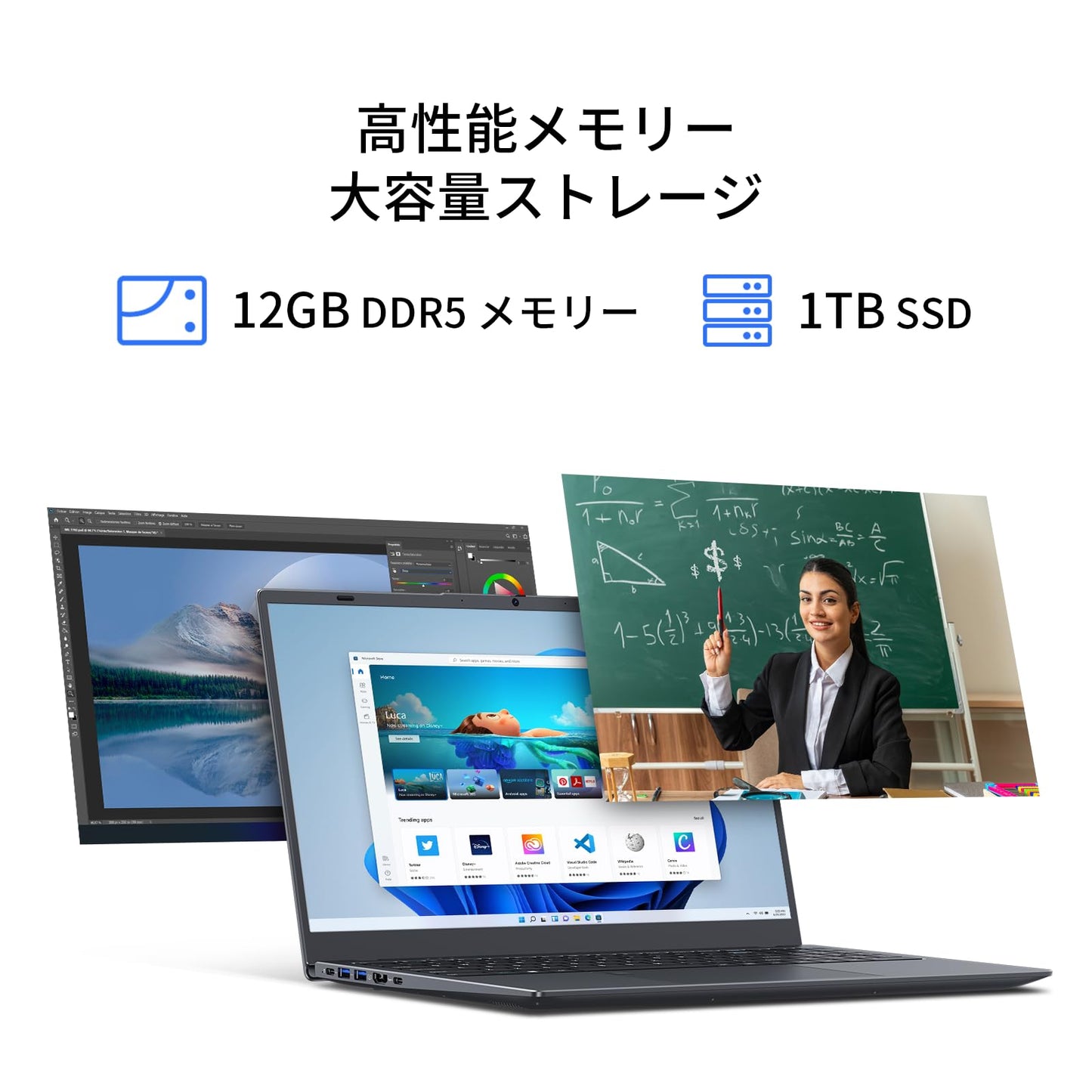ノート 15.6 インチ FHD IPS【日本語キーボードカバー付】 Intel N95/12GB DDR5/1TB SSD Win11 Pro/Office2024 Pro Plus WiFi5/BT5.0 Web カメラ プライバシーシャッター